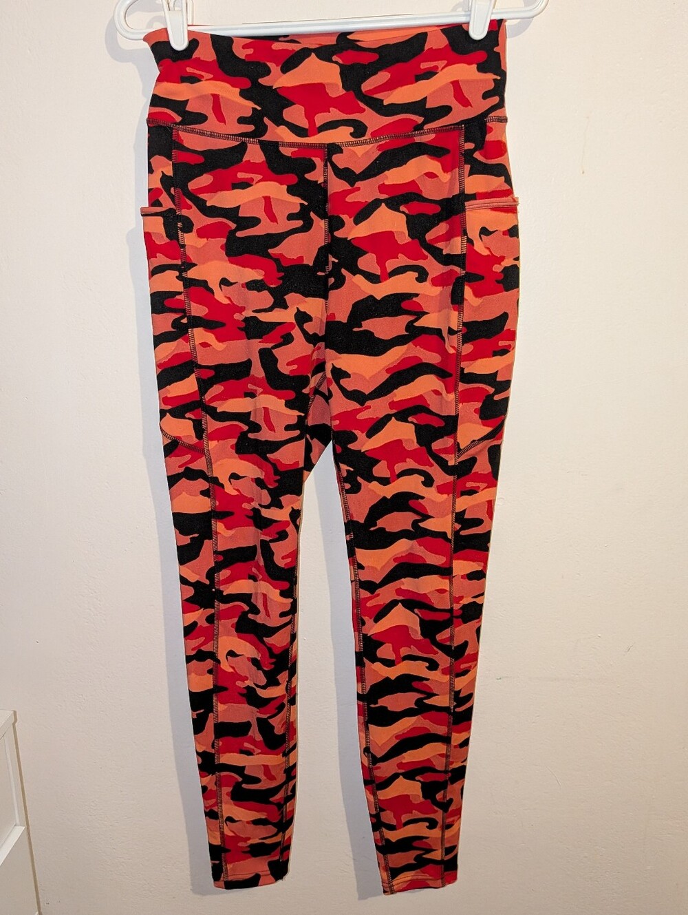 POP Fit Orange & Black Camo High-Waist Leggings Size L